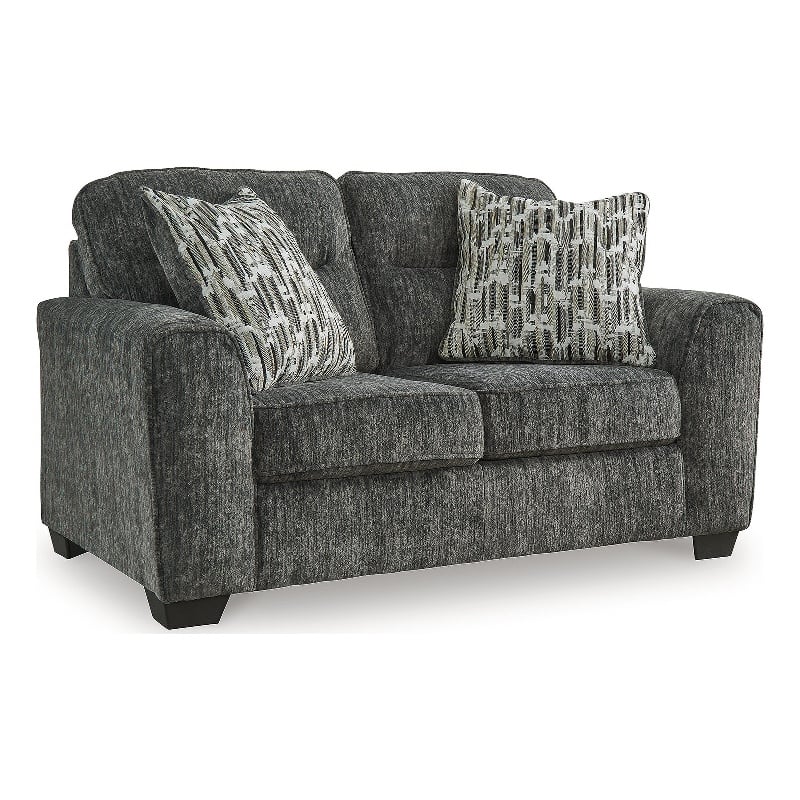 Bowery Hill 2-Piece Living Room Set of Loveseat & Sofa in Gunmetal Gray