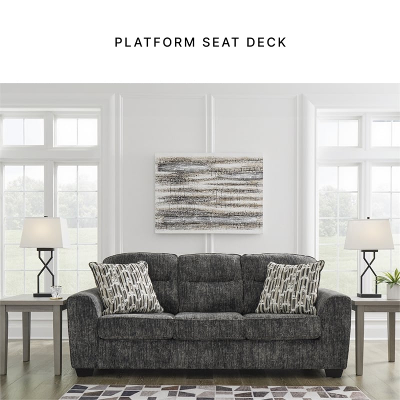 Bowery Hill 2-Piece Living Room Set of Loveseat & Sofa in Gunmetal Gray