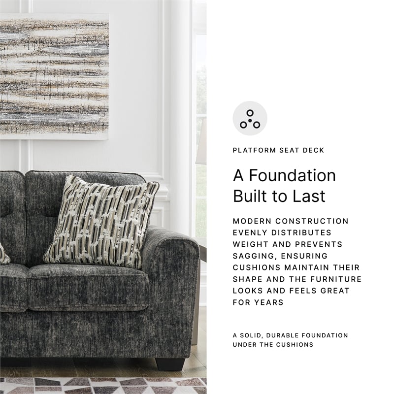 Bowery Hill 2-Piece Living Room Set of Loveseat & Sofa in Gunmetal Gray