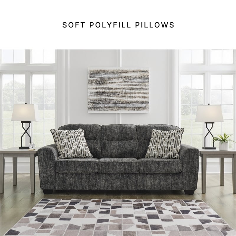 Bowery Hill 2-Piece Living Room Set of Loveseat & Sofa in Gunmetal Gray