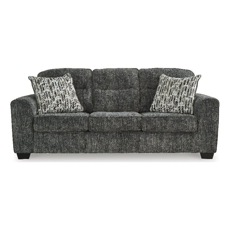 Bowery Hill 2-Piece Living Room Set of Loveseat & Sofa in Gunmetal Gray