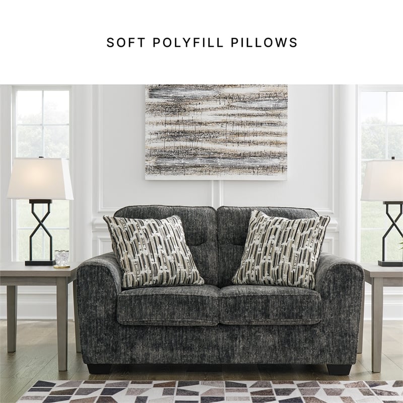 Bowery Hill 2-Piece Living Room Set of Loveseat & Sofa in Gunmetal Gray