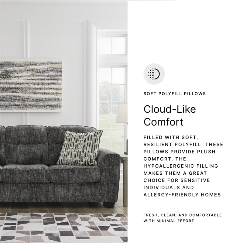 Bowery Hill 2-Piece Living Room Set of Loveseat & Sofa in Gunmetal Gray