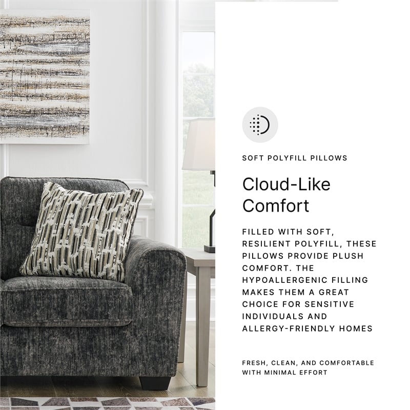 Bowery Hill 2-Piece Living Room Set of Loveseat & Sofa in Gunmetal Gray