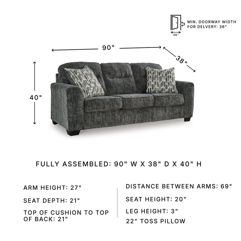 Bowery Hill 2-Piece Living Room Set of Loveseat & Sofa in Gunmetal Gray