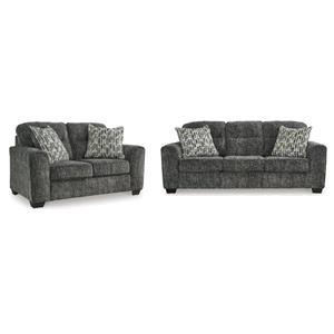 Bowery Hill 2-Piece Living Room Set of Loveseat & Sofa in Gunmetal Gray