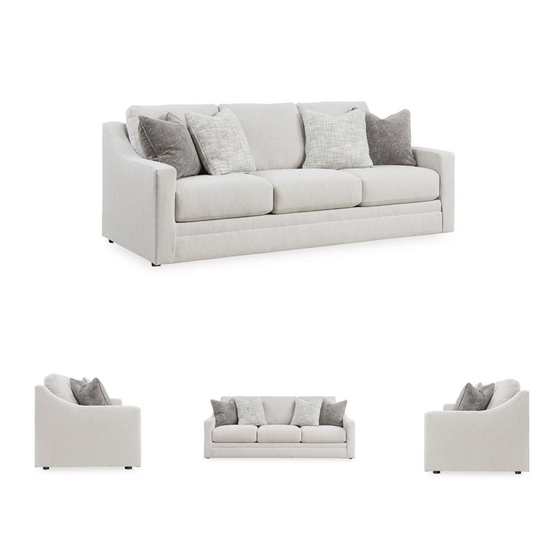 Bowery Hill Loveseat and Sofa Set in Beige Polyester Upholstery