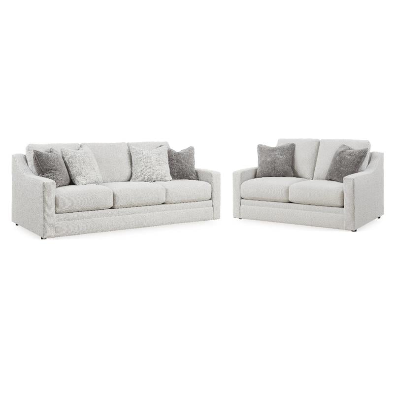 Bowery Hill Loveseat and Sofa Set in Beige Polyester Upholstery