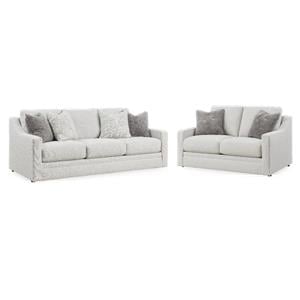 Bowery Hill Loveseat and Sofa Set in Beige Polyester Upholstery