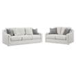 Bowery Hill Loveseat and Sofa Set in Beige Polyester Upholstery