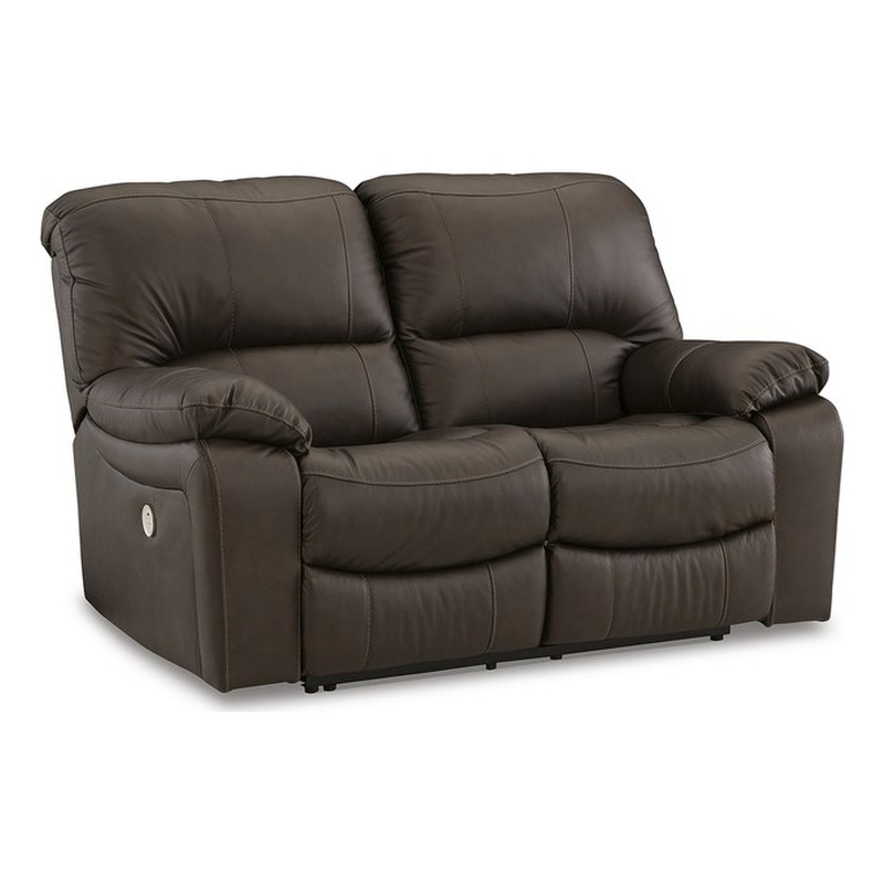 Bowery Hill Power Reclining Sofa and Loveseat Set in Dark Brown Leather