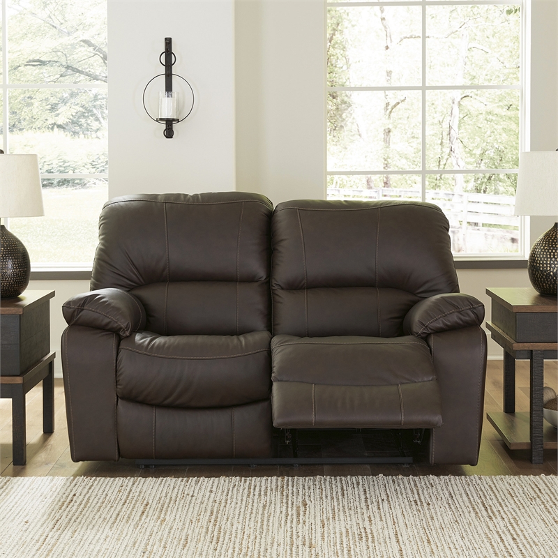 Bowery Hill Power Reclining Sofa and Loveseat Set in Dark Brown Leather