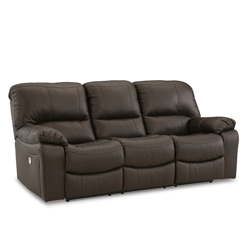Bowery Hill Power Reclining Sofa and Loveseat Set in Dark Brown Leather