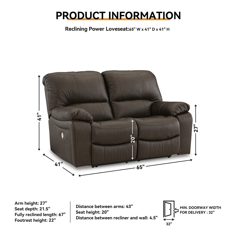 Bowery Hill Power Reclining Sofa and Loveseat Set in Dark Brown Leather