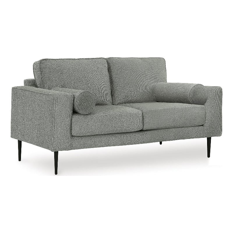 Bowery Hill Charcoal Loveseat & Sofa Chaise Set in Polyester Upholstery