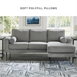 Bowery Hill Charcoal Loveseat & Sofa Chaise Set in Polyester Upholstery