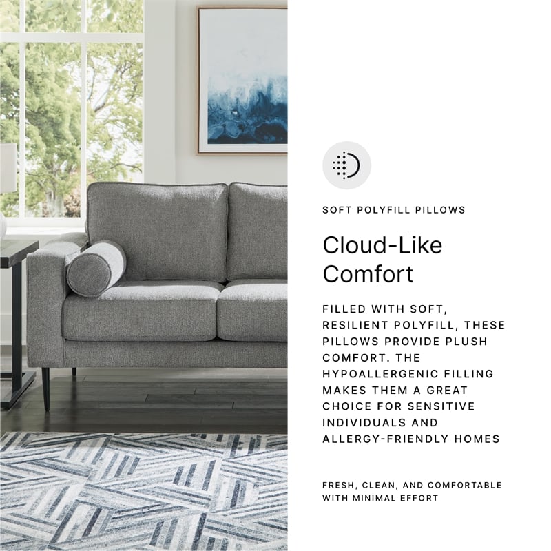 Bowery Hill Charcoal Loveseat & Sofa Chaise Set in Polyester Upholstery