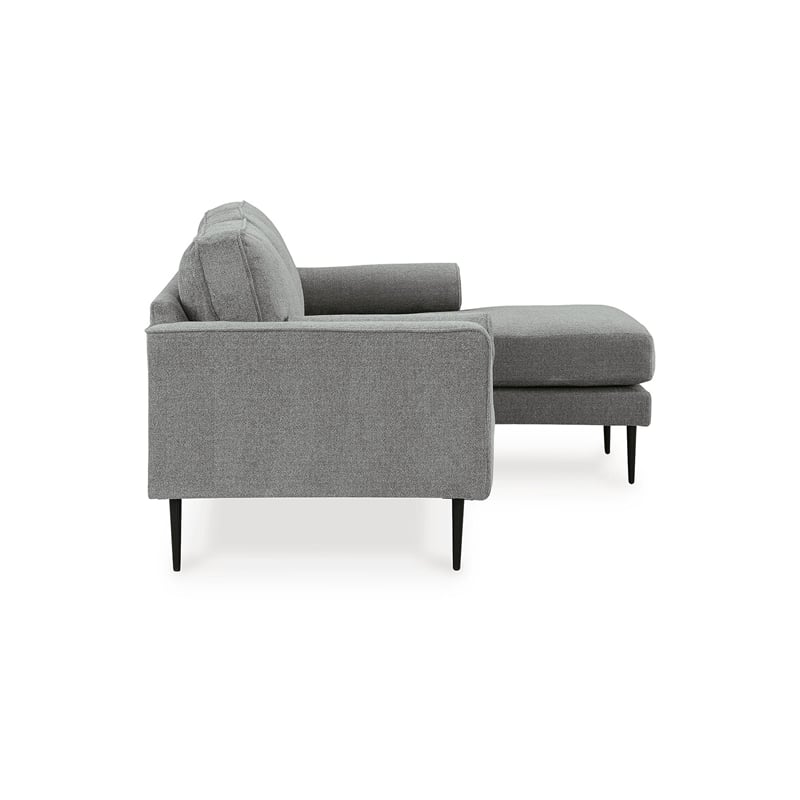 Bowery Hill Charcoal Loveseat & Sofa Chaise Set in Polyester Upholstery