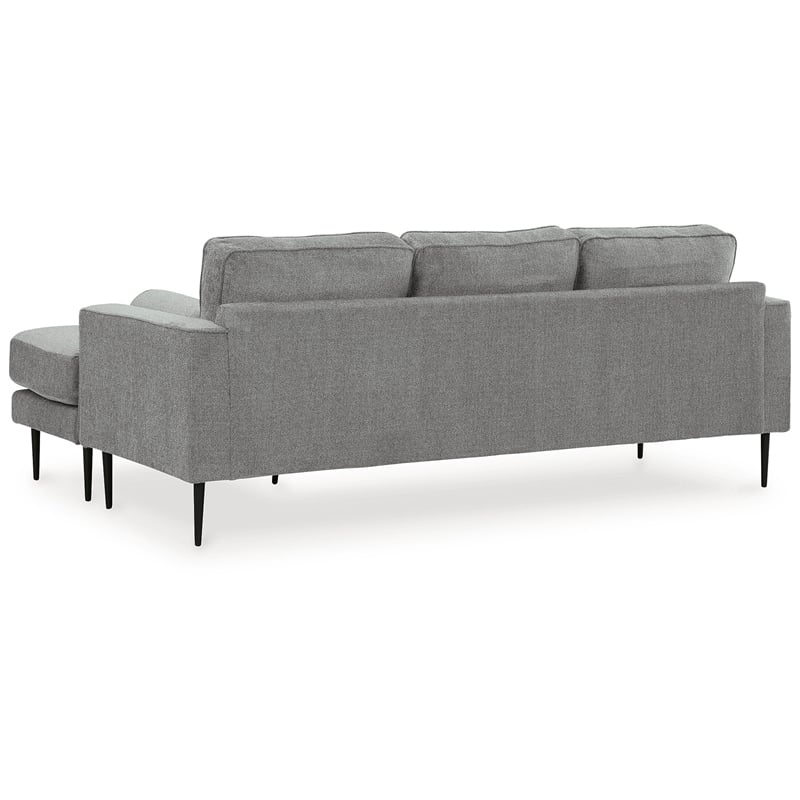 Bowery Hill Charcoal Loveseat & Sofa Chaise Set in Polyester Upholstery