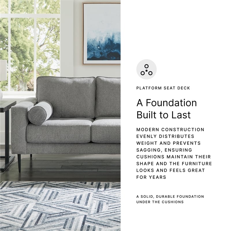 Bowery Hill Charcoal Loveseat & Sofa Chaise Set in Polyester Upholstery