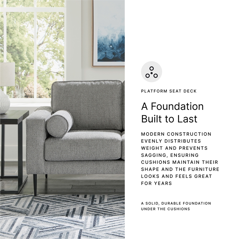 Bowery Hill Charcoal Loveseat & Sofa Chaise Set in Polyester Upholstery