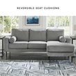 Bowery Hill Charcoal Loveseat & Sofa Chaise Set in Polyester Upholstery