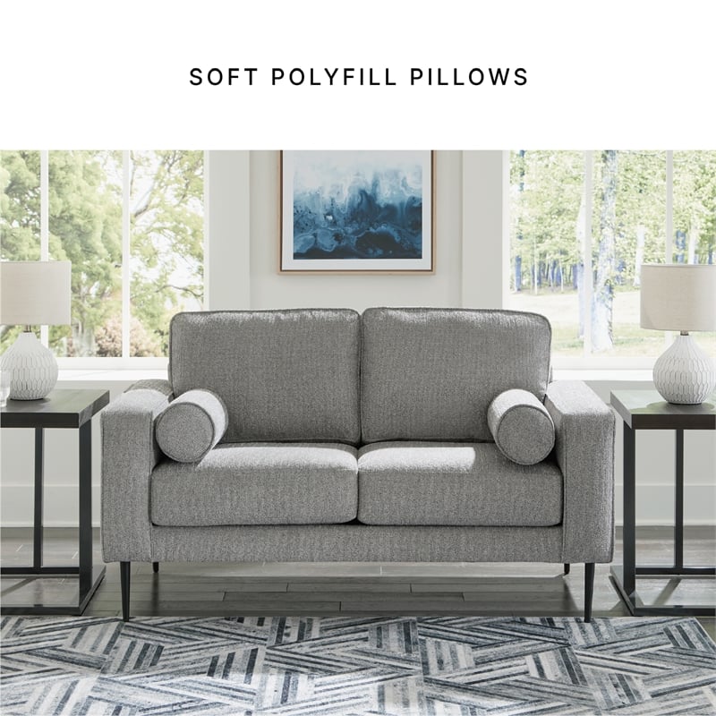 Bowery Hill Charcoal Loveseat & Sofa Chaise Set in Polyester Upholstery