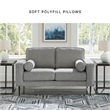 Bowery Hill Charcoal Loveseat & Sofa Chaise Set in Polyester Upholstery