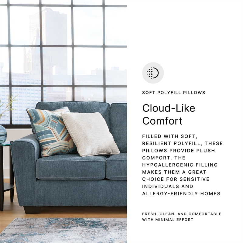 Bowery Hill Living Room Set of Blue Sofa & Loveseat in Polyester Upholstery