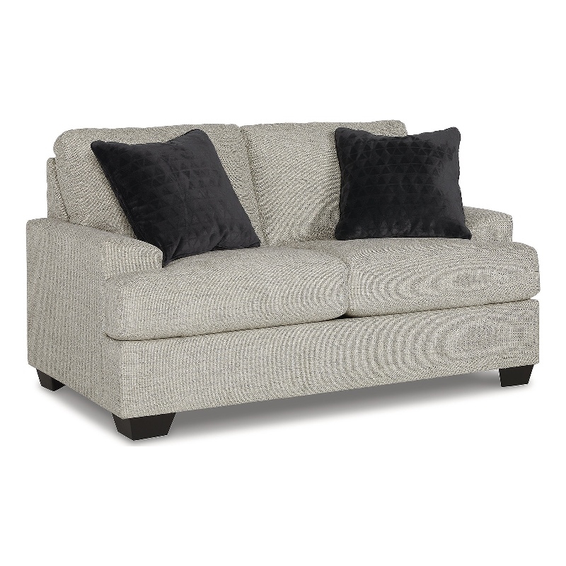 Bowery Hill Pebble Loveseat & Sofa Set in Neutral Polyester Upholstery