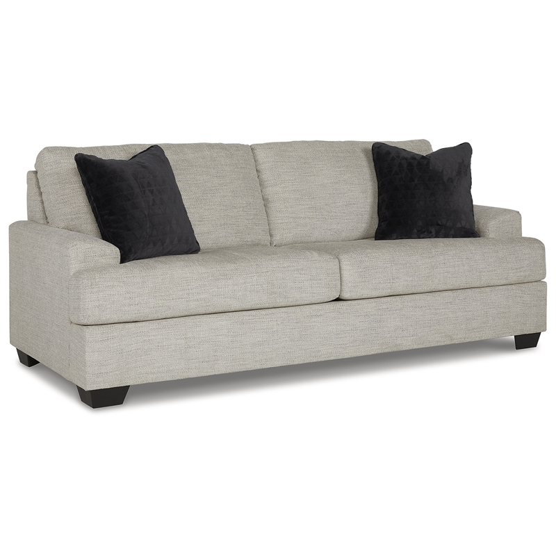Bowery Hill Pebble Loveseat & Sofa Set in Neutral Polyester Upholstery