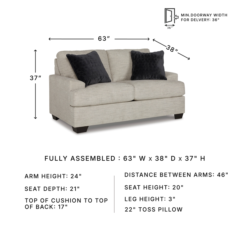 Bowery Hill Pebble Loveseat & Sofa Set in Neutral Polyester Upholstery