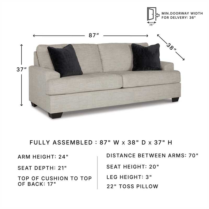Bowery Hill Pebble Loveseat & Sofa Set in Neutral Polyester Upholstery