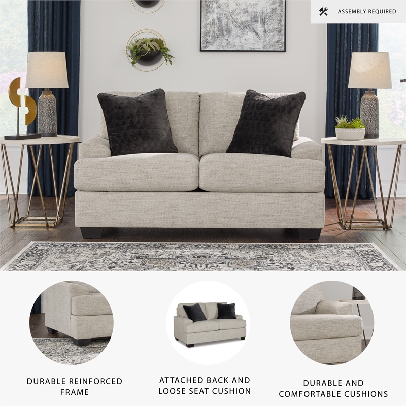 Bowery Hill Pebble Loveseat & Sofa Set in Neutral Polyester Upholstery