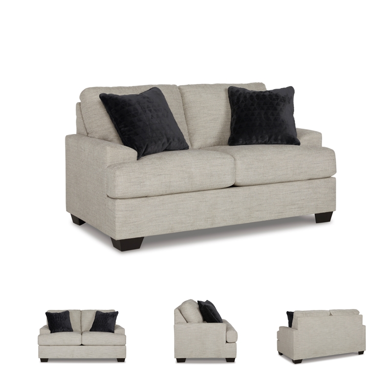 Bowery Hill Pebble Loveseat & Sofa Set in Neutral Polyester Upholstery