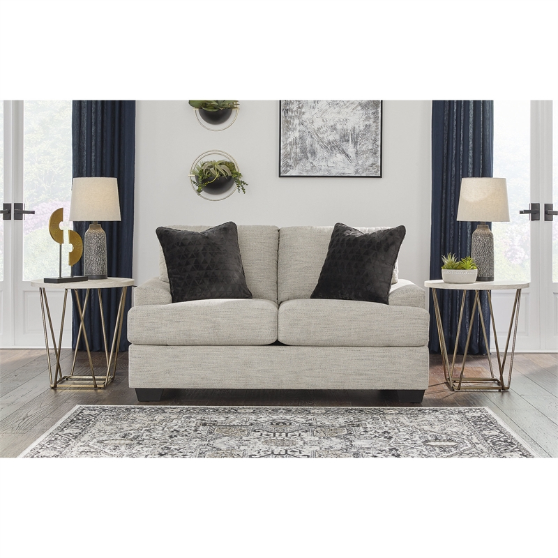 Bowery Hill Pebble Loveseat & Sofa Set in Neutral Polyester Upholstery