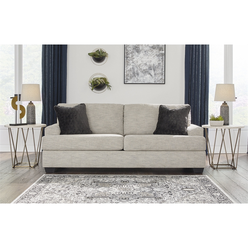 Bowery Hill Pebble Loveseat & Sofa Set in Neutral Polyester Upholstery