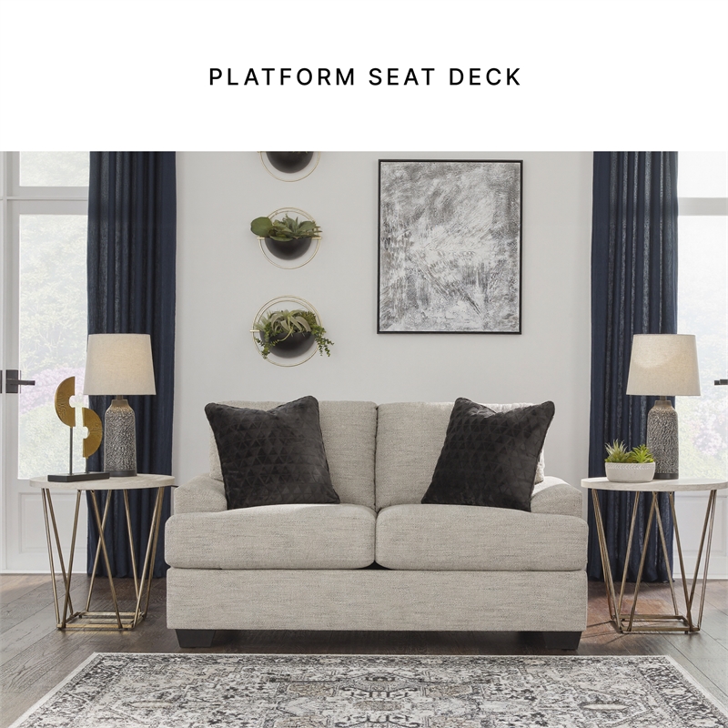 Bowery Hill Pebble Loveseat & Sofa Set in Neutral Polyester Upholstery