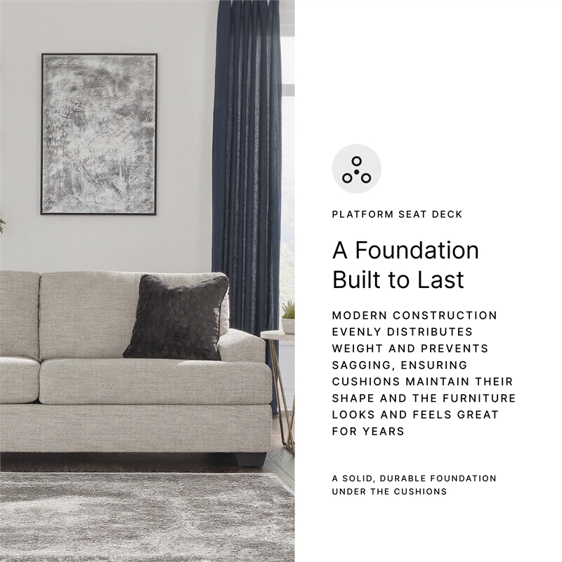 Bowery Hill Pebble Loveseat & Sofa Set in Neutral Polyester Upholstery