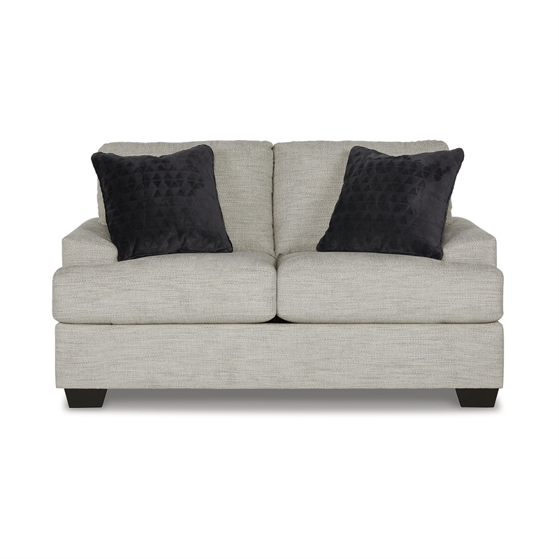 Bowery Hill Pebble Loveseat & Sofa Set in Neutral Polyester Upholstery