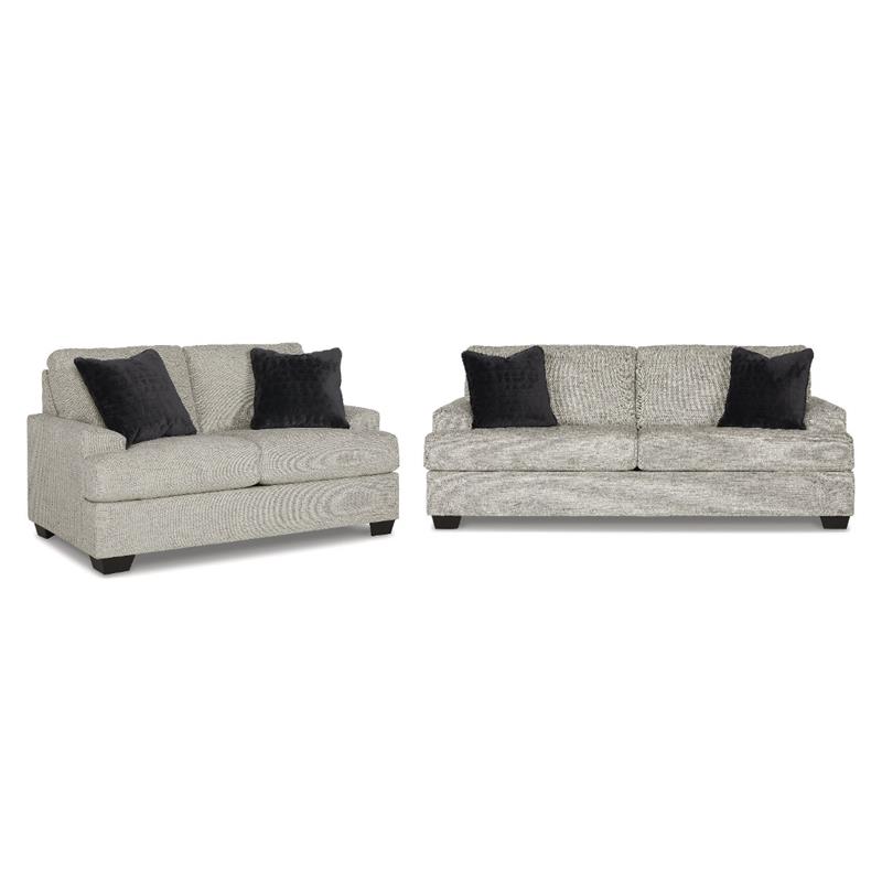 Bowery Hill Pebble Loveseat & Sofa Set in Neutral Polyester Upholstery