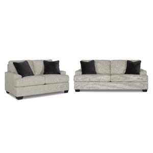 Bowery Hill Pebble Loveseat & Sofa Set in Neutral Polyester Upholstery