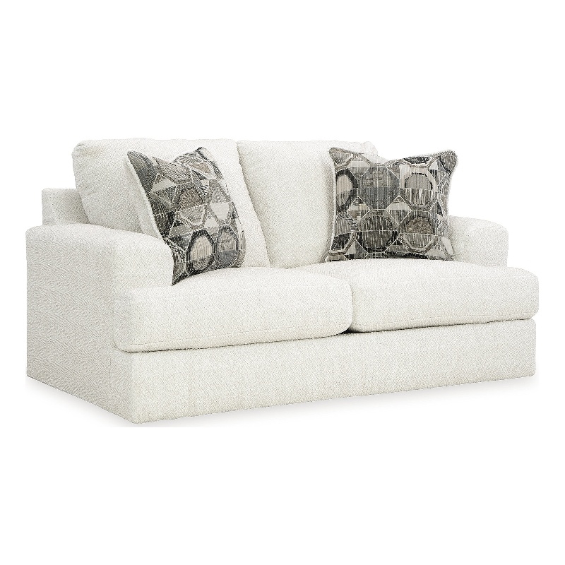 Bowery Hill Living Room Set of Sofa & Loveseat in Neutral Polyester Upholstery