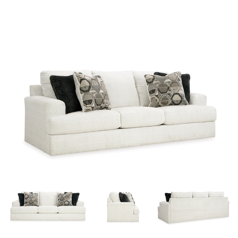 Bowery Hill Living Room Set of Sofa & Loveseat in Neutral Polyester Upholstery