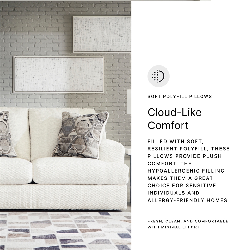 Bowery Hill Living Room Set of Sofa & Loveseat in Neutral Polyester Upholstery