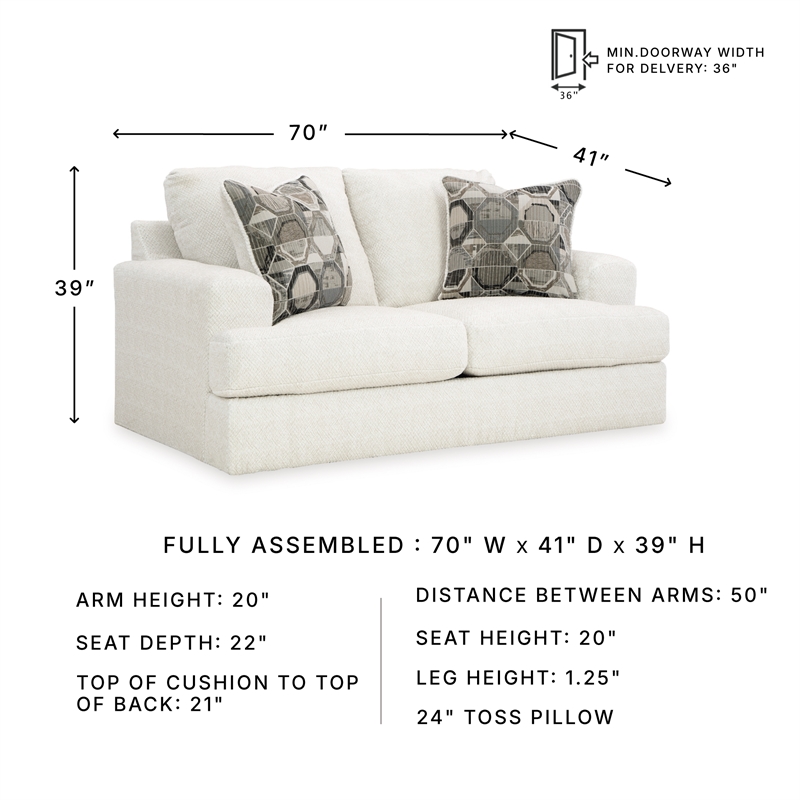 Bowery Hill Living Room Set of Sofa & Loveseat in Neutral Polyester Upholstery
