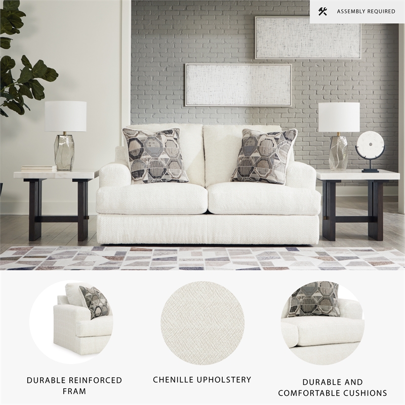 Bowery Hill Living Room Set of Sofa & Loveseat in Neutral Polyester Upholstery