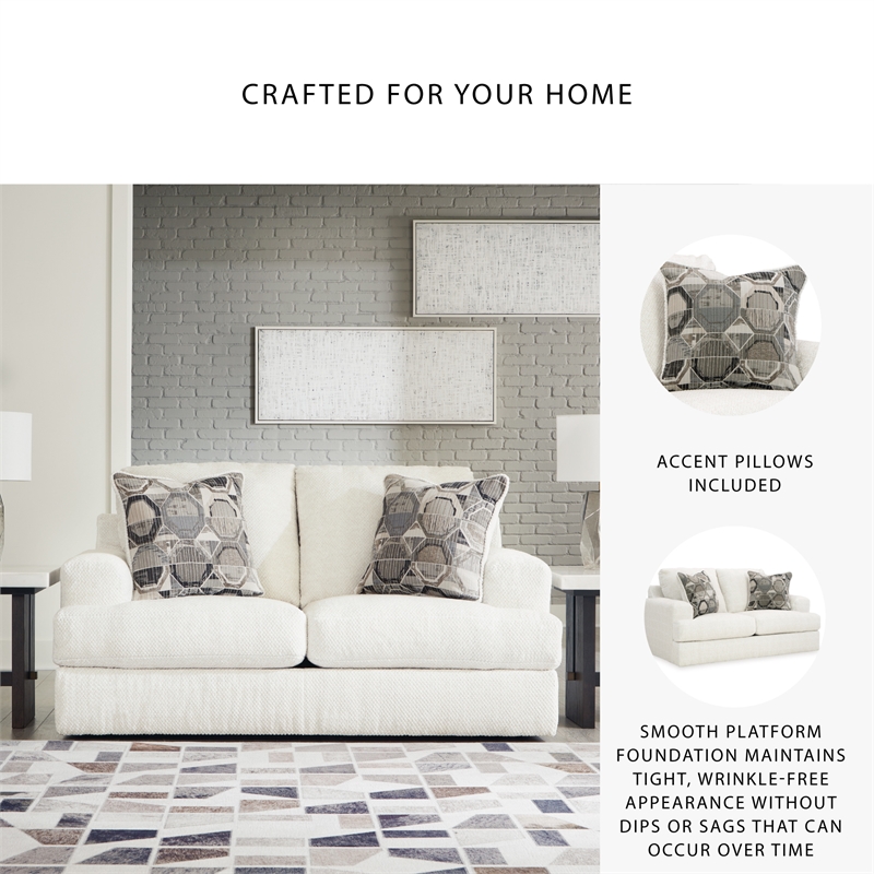 Bowery Hill Living Room Set of Sofa & Loveseat in Neutral Polyester Upholstery