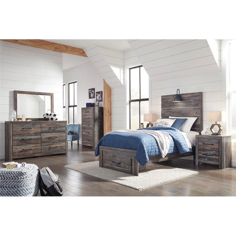 Bowery Hill Set of 6-Drawer Dresser & King/California King Bookcase Headboard