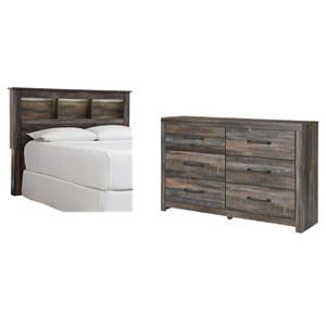 Bowery Hill 2-Piece Set of Dresser and Full/Queen Bookcase Headboard
